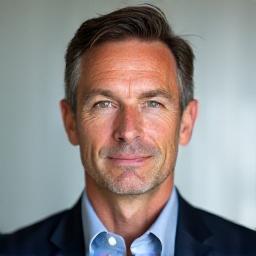 Porträt von David Müller, Pilates-Instruktor mit einem konzentrierten Ausdruck.